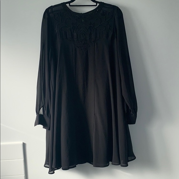 ASOS Long-Sleeved Babydoll Dress with Lace Panels - Picture 1 of 4
